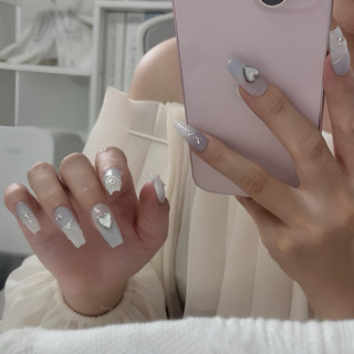 NANTY Nailbox thiết kế màu xanh gel nổi trái tim M206