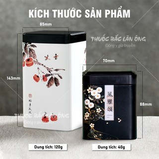 Hộp đựng trà/bánh/kẹo bằng sắt hình chữ nhật phong cách cổ điển - Lãn Ông