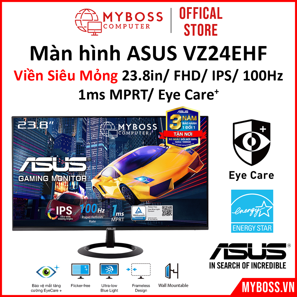 Hàng Chính Hãng Màn Hình Siêu Mỏng Asus Vz24ehf 238in 100hz Ips 1ms Eye Care Bảo Hành 36 3698