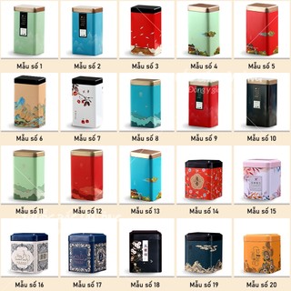 Hộp đựng trà/ kẹo bằng sắt hình vuông phong cách cổ điển, không rỉ đa dạng mẫu - Lãn Ông