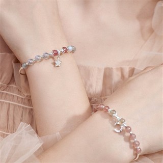 Vòng tay nữ đá mặt trăng mix thạch anh dâu thu hút tình duyên, may mắn KC01 - KILIG CHARM