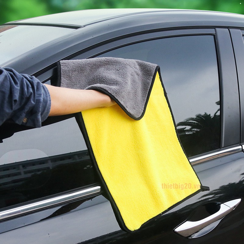 Khăn lau xe ô tô 2 lớp chuyên dụng Microfiber siêu thấm hút, size 30cm x 30cm, 30cm x60cm