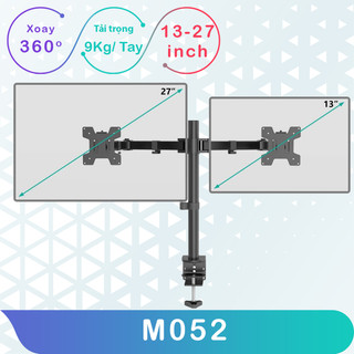 Giá Treo Hai Màn Hình - Giá Đỡ 2 Màn Hình M052 17 - 27 Inch - Kẹp Thành Bàn.