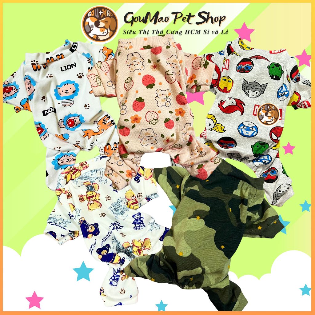 Áo chó mèo, áo pijama , áo ngủ họa tiết dễ thương kute - Goumao pet GM13