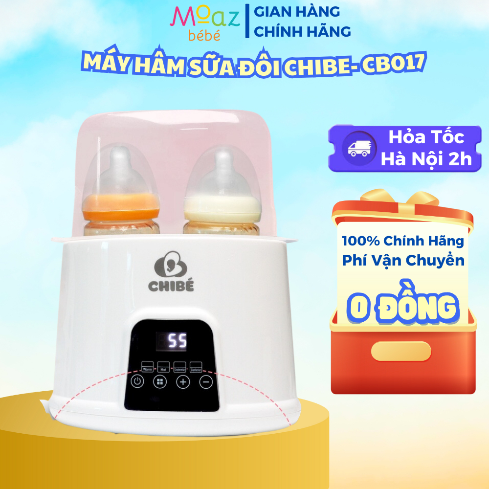 Máy hâm sữa đôi CHIBE- CB017, máy hâm cháo cho bé, giã đông, tiệt trùng ...
