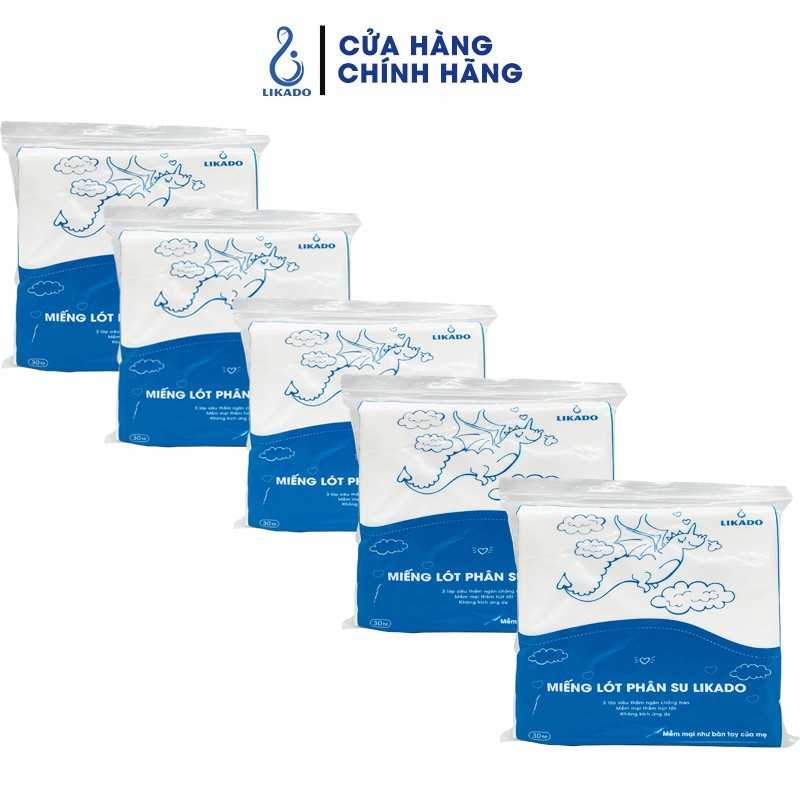 Ảnh Miếng lót phân su cho bé likado kích thước 20x20cm (30 miếng/1 túi) (5 GÓI) 1