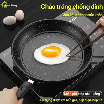 Chảo phủ vân đá chống dính AIGE, chảo chiên chống dính cho bếp từ, chảo chống dính, chảo cao cấp