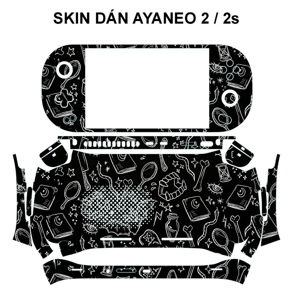 Skin dán AYANEO 2, 2s, Geek 1s,... mẫu witches pattern black (Film 3M vân nổi, có custom theo yêu cầu)