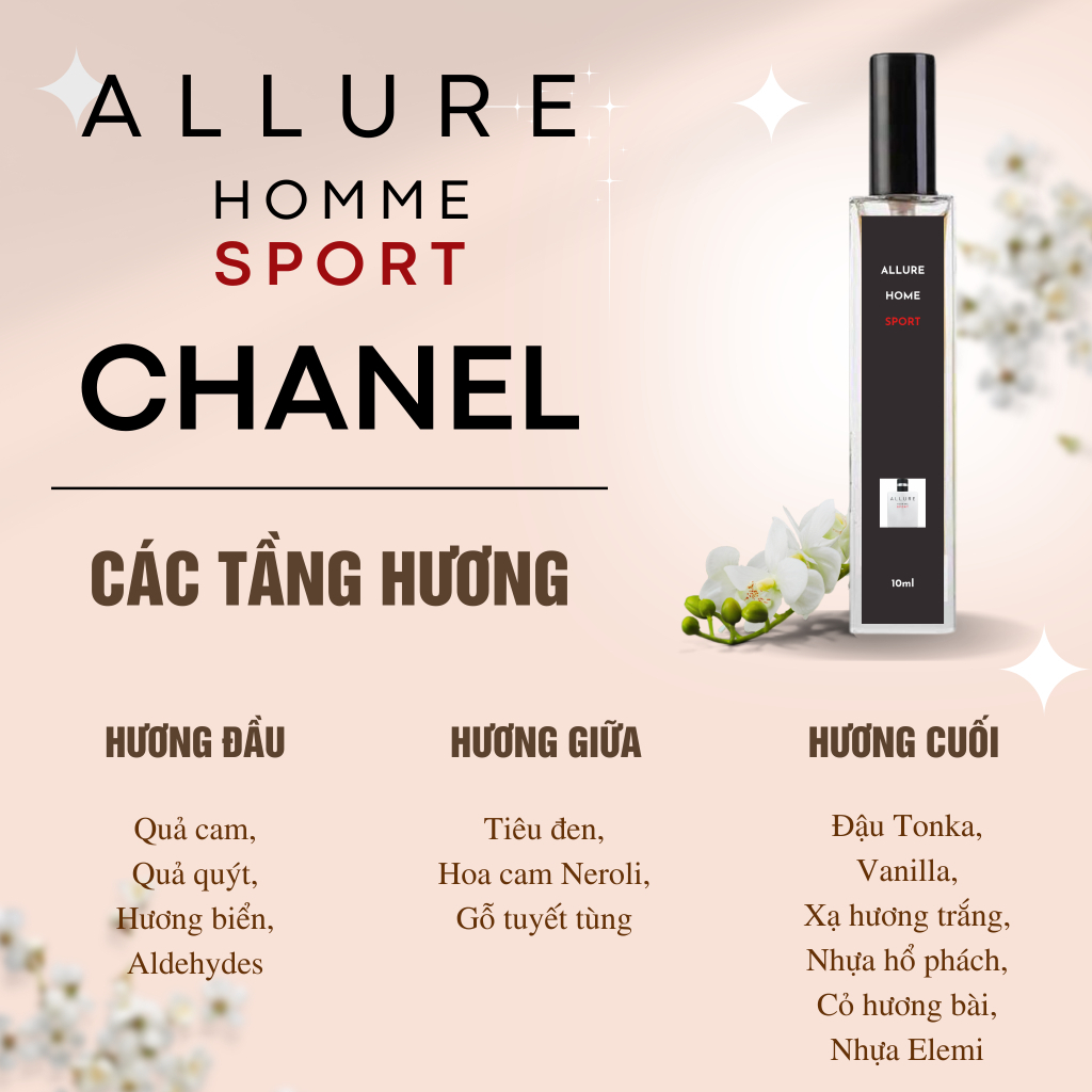[Nước hoa chiết Cao Cấp 10ml] Allure Homme Sport EDP -Dành cho Nam -Phong cách: Mạnh mẽ, quyến rũ, tươi mát