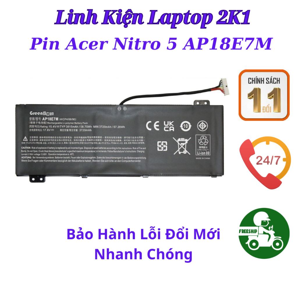 Pin laptop Acer AP18E8M Nitro 5 AN517-52 AN515-55 AN515-56 AN515-57 ...