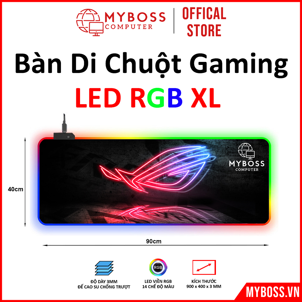 Bàn Di Chuột Gaming Logo ASUS ROG NEON Led Viền RGB, Kích Thước Lớn ...
