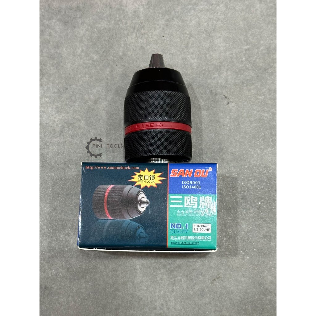 TinhTools Đầu kẹp mũi khoan AutoLock SAN OU bằng kim loại 10mm và 13mm chân ren 10mm và 13mm chất lượng cao