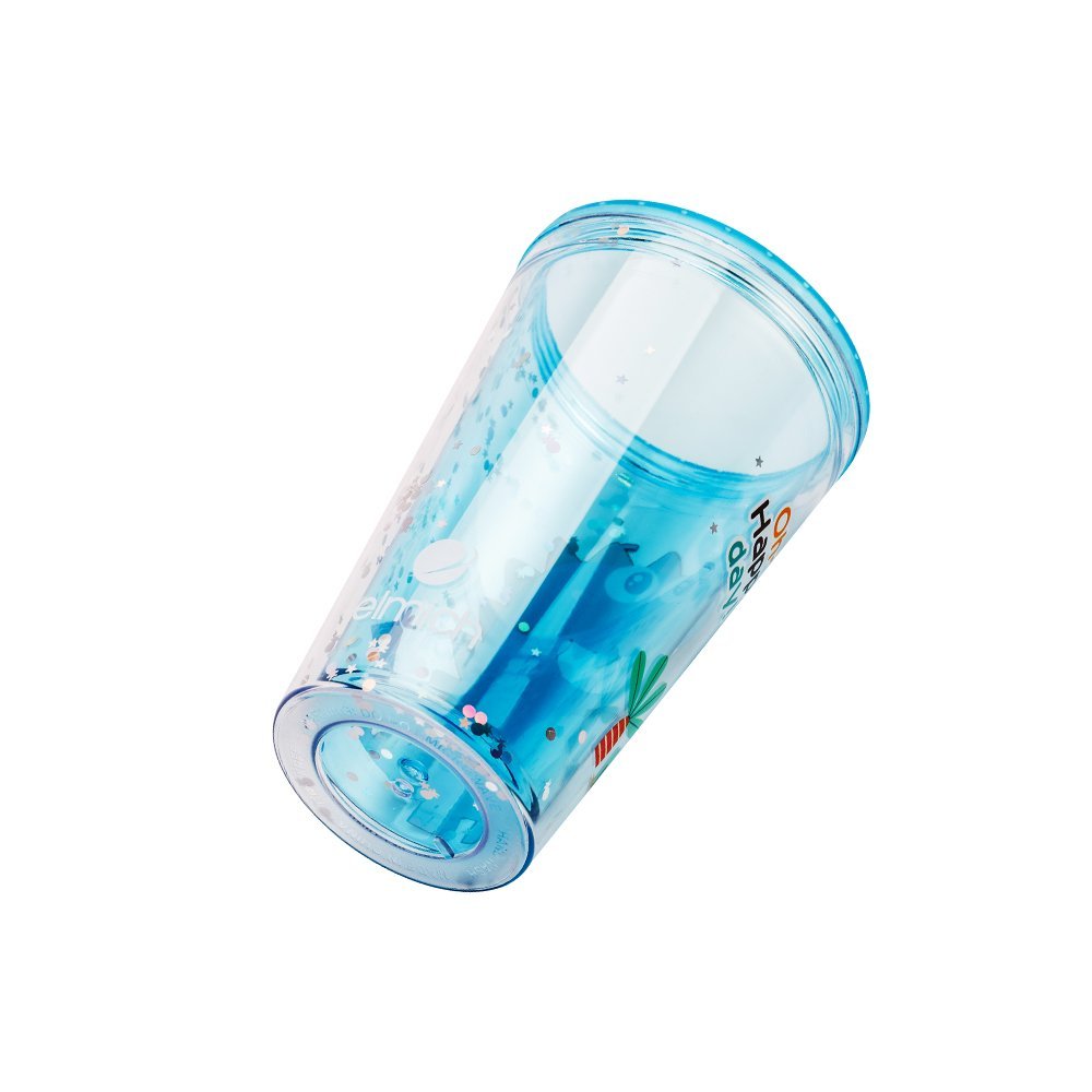Cốc nhựa 2 lớp hình khủng long Elmich EL8332OL dung tích 480ml ( Kèm ống hút )