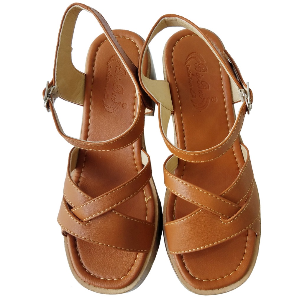 Giày Sandal Cao Gót Nữ BIGGBEN Da Bò Thật Cao 8 Phân HKD800