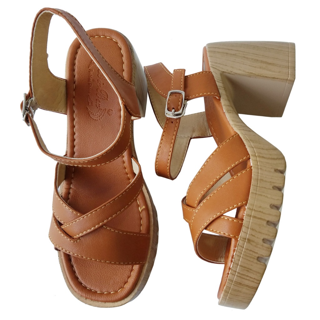 Giày Sandal Cao Gót Nữ BIGGBEN Da Bò Thật Cao 8 Phân HKD800