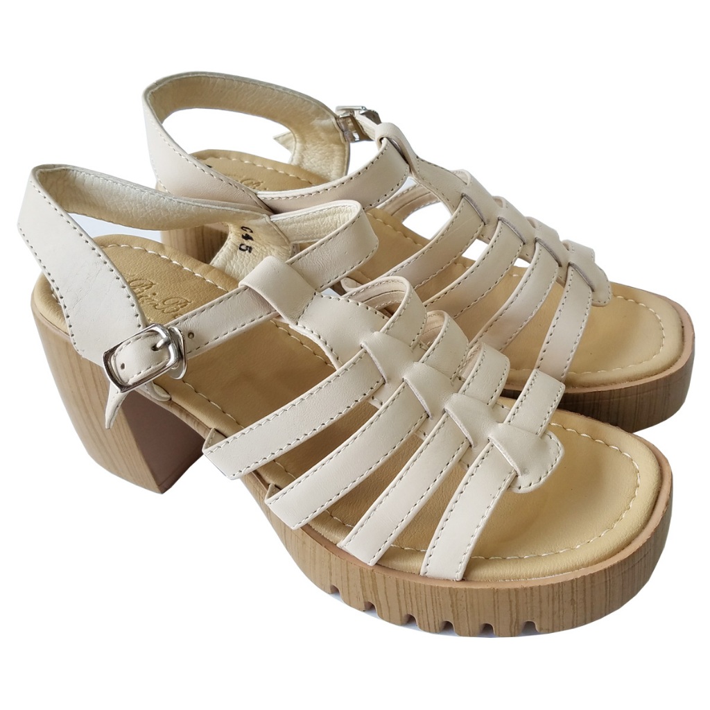 Giày Sandal Cao Gót Nữ BIGGBEN Da Bò Thật Cao 8 Phân HKD799