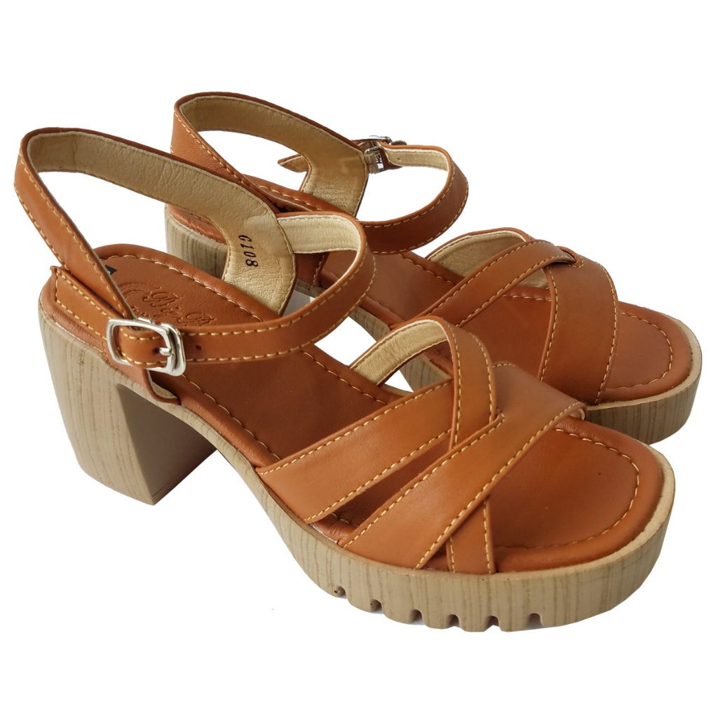 Giày Sandal Cao Gót Nữ BIGGBEN Da Bò Thật Cao 8 Phân HKD800
