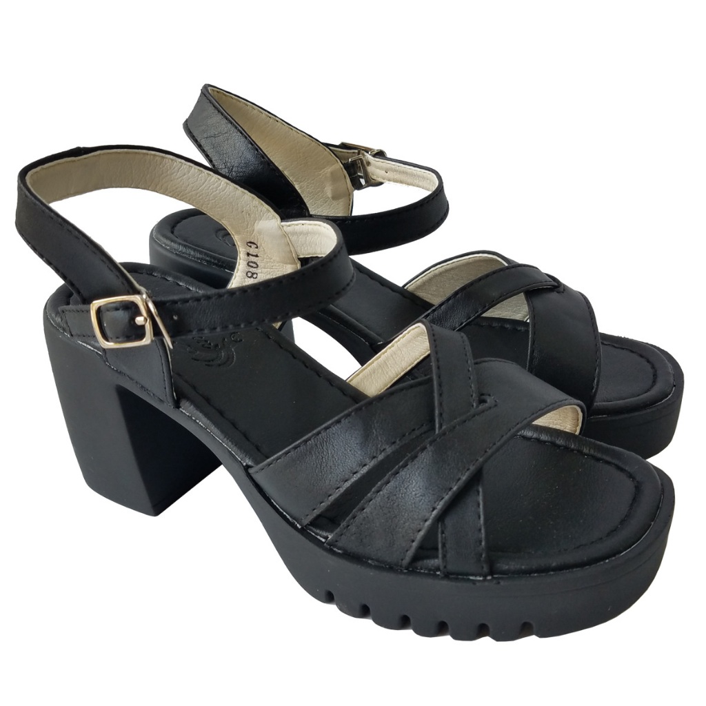 Giày Sandal Cao Gót Nữ BIGGBEN Da Bò Thật Cao 8 Phân HKD800