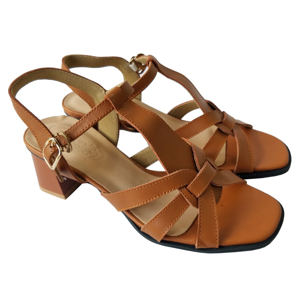 Giày Sandal Cao Gót Nữ BIGGBEN Da Bò Thật Cao 5 Phân HKD803