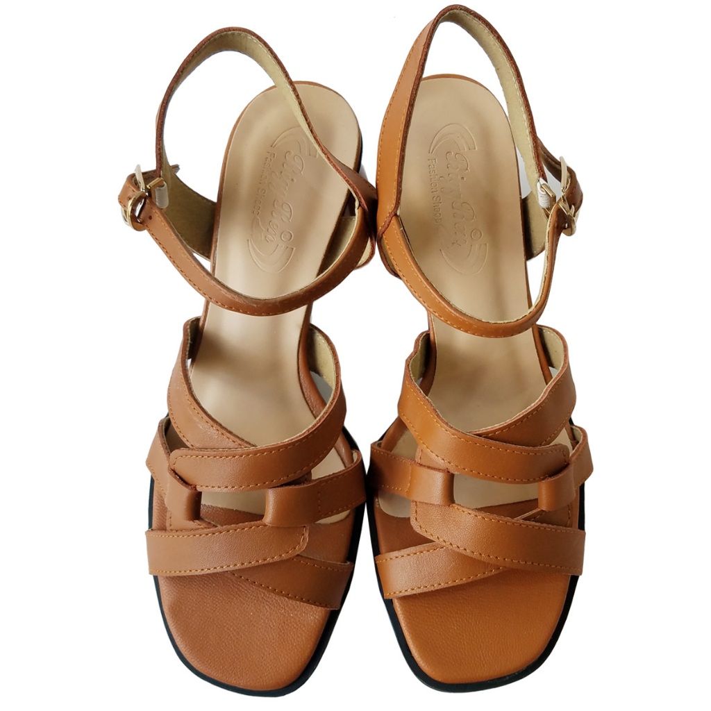 Giày Sandal Cao Gót Nữ BIGGBEN Da Bò Thật Cao 5 Phân HKD804