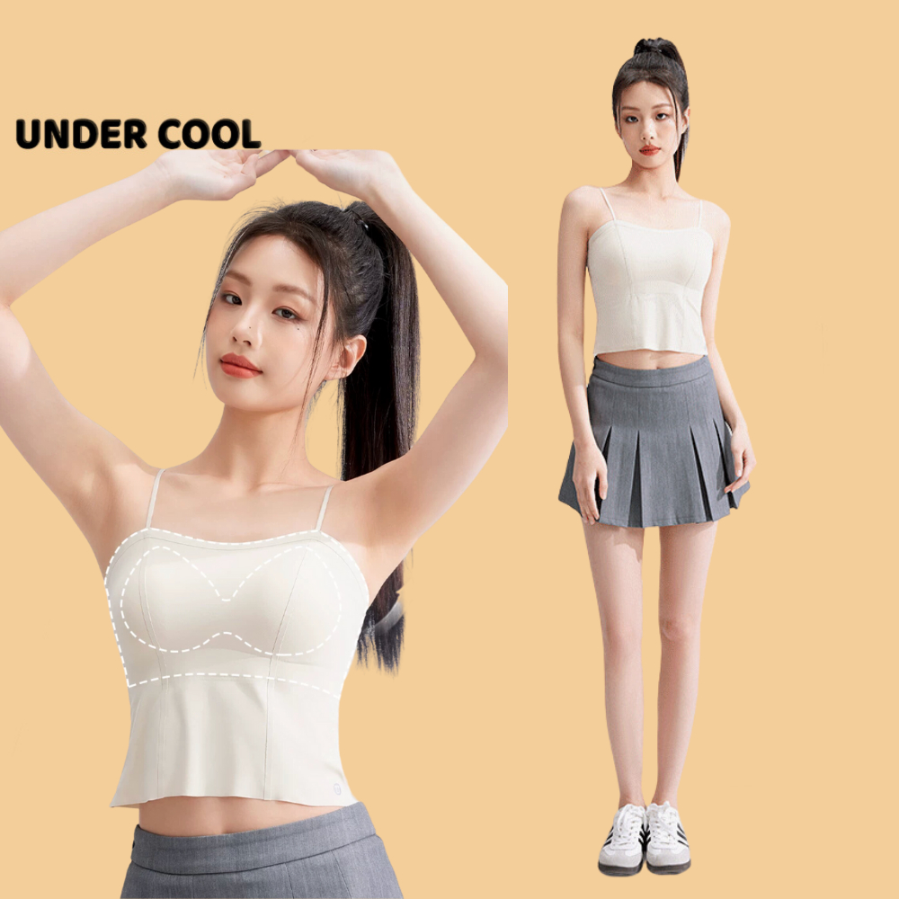Áo 2 Dây Nữ Su UNDERCOOL Có Miếng Đệm Ngực Phối Viền Ôm Nâng 4 Màu Trơn Basic A2D16