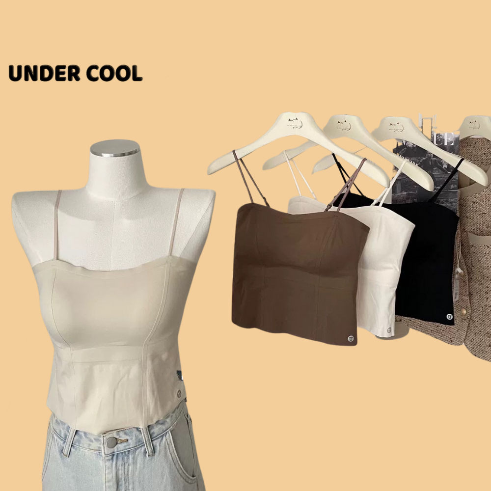 Áo 2 Dây Nữ Su UNDERCOOL Có Miếng Đệm Ngực Phối Viền Ôm Nâng 4 Màu Trơn Basic A2D16