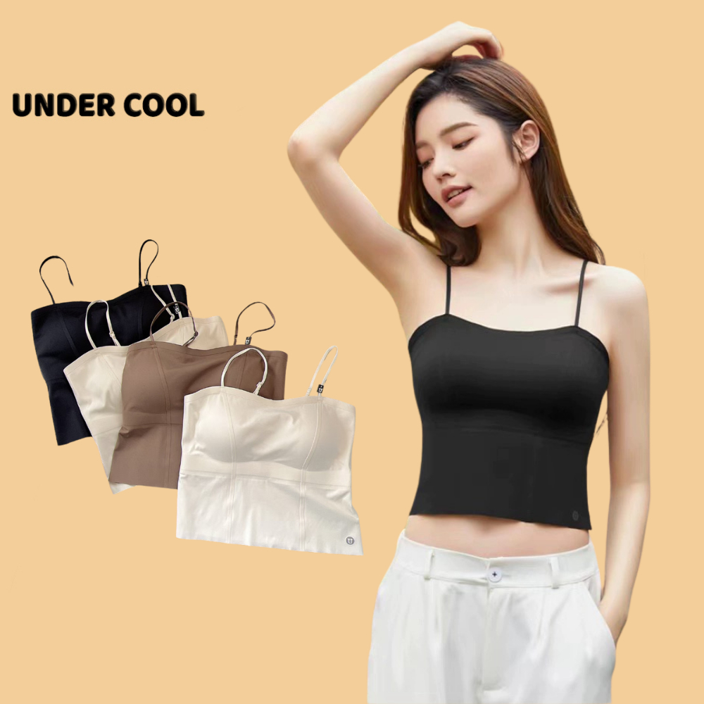 Áo 2 Dây Nữ Su UNDERCOOL Có Miếng Đệm Ngực Phối Viền Ôm Nâng 4 Màu Trơn Basic A2D16
