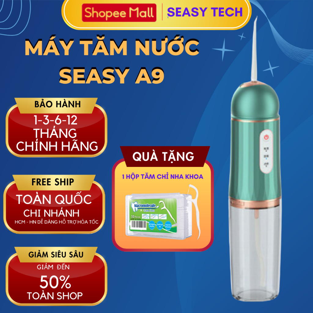 Máy Tăm Nước Cầm Tay SeaSy A9 Pro 3 Chế Độ Vệ Sinh Răng Miệng - Tặng ...