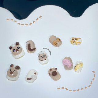 Nailbox thiết kế thủ công form ngắn nặn gel nổi bé chồn dễ thương được đổi form