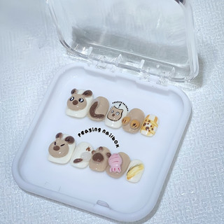 Nailbox thiết kế thủ công form ngắn nặn gel nổi bé chồn dễ thương được đổi form
