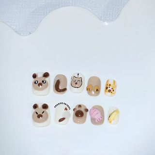 Nailbox thiết kế thủ công form ngắn nặn gel nổi bé chồn dễ thương được đổi form