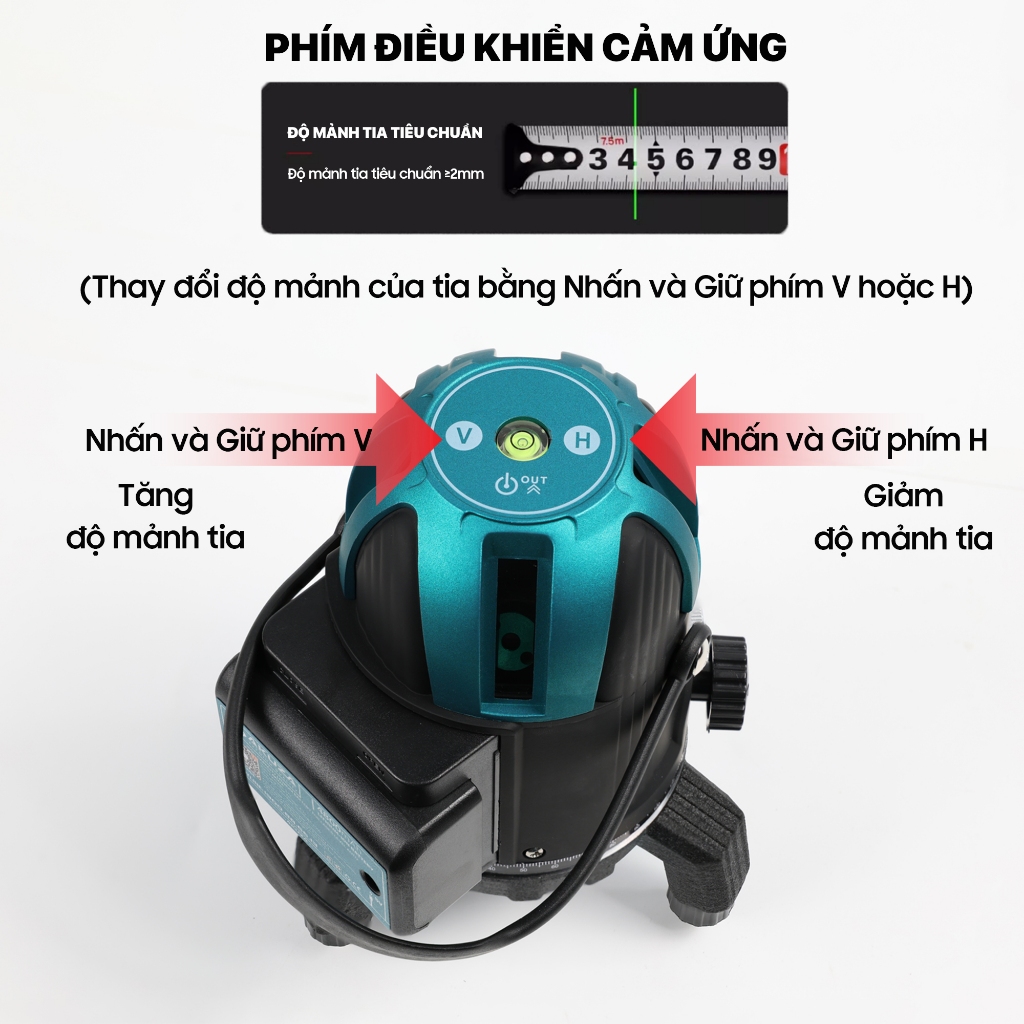 Máy Cân Bằng Laser AKUZA AK -999 PRO 5 tia xanh, bóng siêu sáng, thi công lát nền.thạch cao,giác móng.