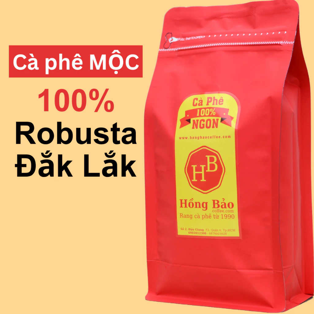 Robusta S18 Đắk Lắk Mộc - Cà phê Hồng Bảo - Túi zip 500gr