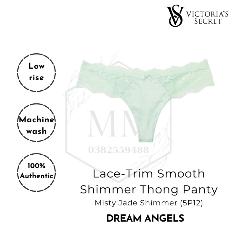 Lace-Trim Smooth Shimmer Thong Panty