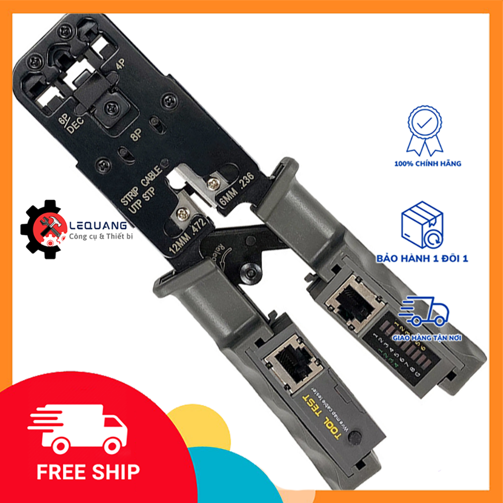 Kìm bấm test dây mạng TOOLNETWORK - Công cụ bấm đầu RJ45 và RJ11, kiểm ...