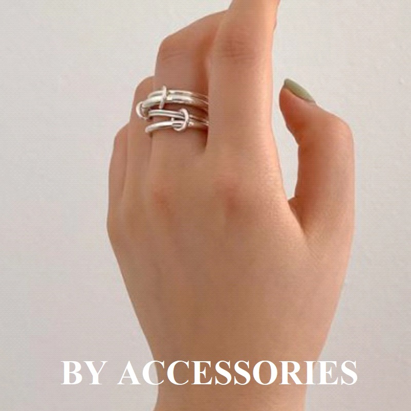 Nhẫn nữ unisex titan phối 5 vòng tròn trơn mới lạ thời trang mạ vàng 18K không gỉ WR2418 BY ACCESSORIES