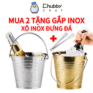 Xô Đá inox quai - XÔ ƯỚP LẠNH CHẤT LIỆU INOX KHÔNG GỈ - KHÔNG BẠC MÀU Thùng Chứa Đá Uống Nước Ngọt, Bia