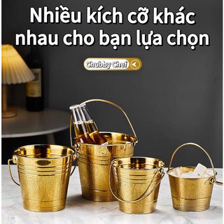 Xô Đá inox quai - XÔ ƯỚP LẠNH CHẤT LIỆU INOX KHÔNG GỈ - KHÔNG BẠC MÀU Thùng Chứa Đá Uống Nước Ngọt, Bia