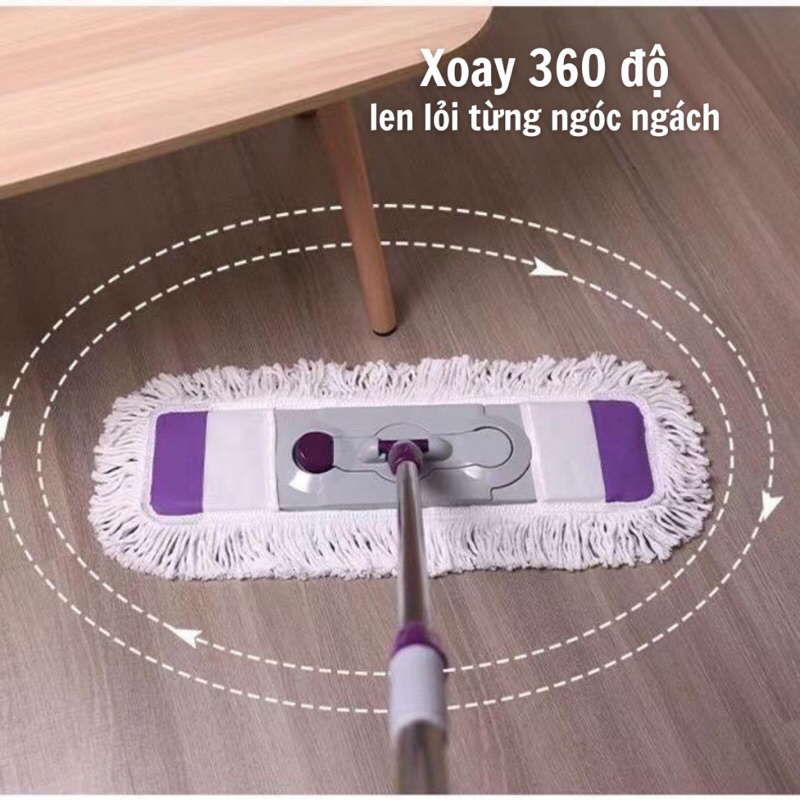 Cây lau nhà công nghiệp [50cm-66cm], chổi lau nhà công nghiệp, chổi lau xoay 360 độ, chất liệu inox cao cấp