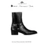 Giày da bò Harness Boots Black LEMANS HB01.3 Gót vân gỗ Đế cao 5.5cm BH 12T
