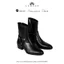 Giày da bò Harness Boots Black LEMANS HB01.3 Gót vân gỗ Đế cao 5.5cm BH 12T
