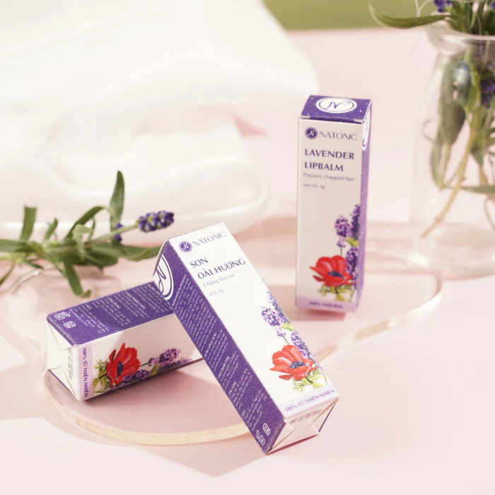 Son lụa không chì Natonic 4g, son dưỡng có màu cho bà bầu, son bầu, tinh dầu lavender Pháp