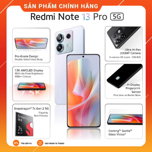 Điện thoại Xiaomi Redmi Note 13 Pro 5G Snap 7s Gen 2 - Hàng nhập khẩu ...