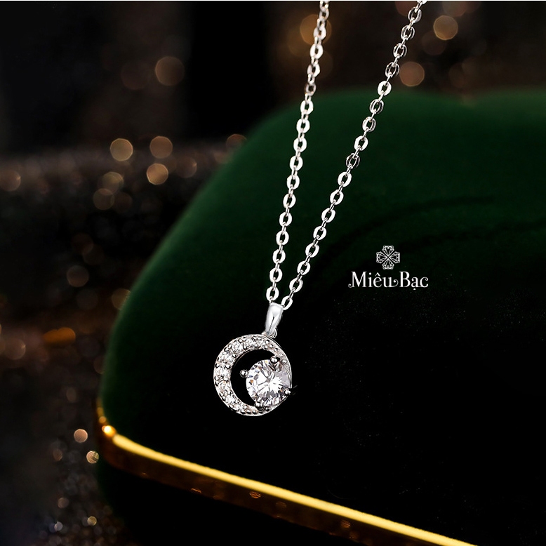 Ảnh Dây chuyền bạc nữ mặt trăng đính đá Miêu Bạc vòng cổ nữ Mystery Moonie phụ kiện thời trang trang sức D400886 1