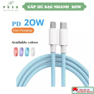 Cáp sạc nhanh PD 20W Cáp Bọc Dù Chống Đứt Gãy Sử Dụng Cho IP12/12Promax/11 Pro Max/11 Pro/X/XS Max/8/8 Plus/7/7Plus
