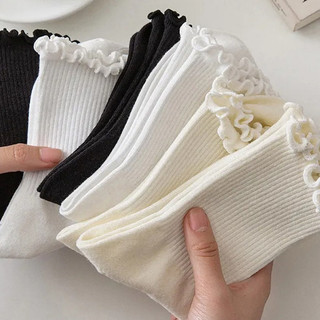 Tất nữ cổ nhún cotton gân mềm mại co giãn 4 chiều KING SHOP T23
