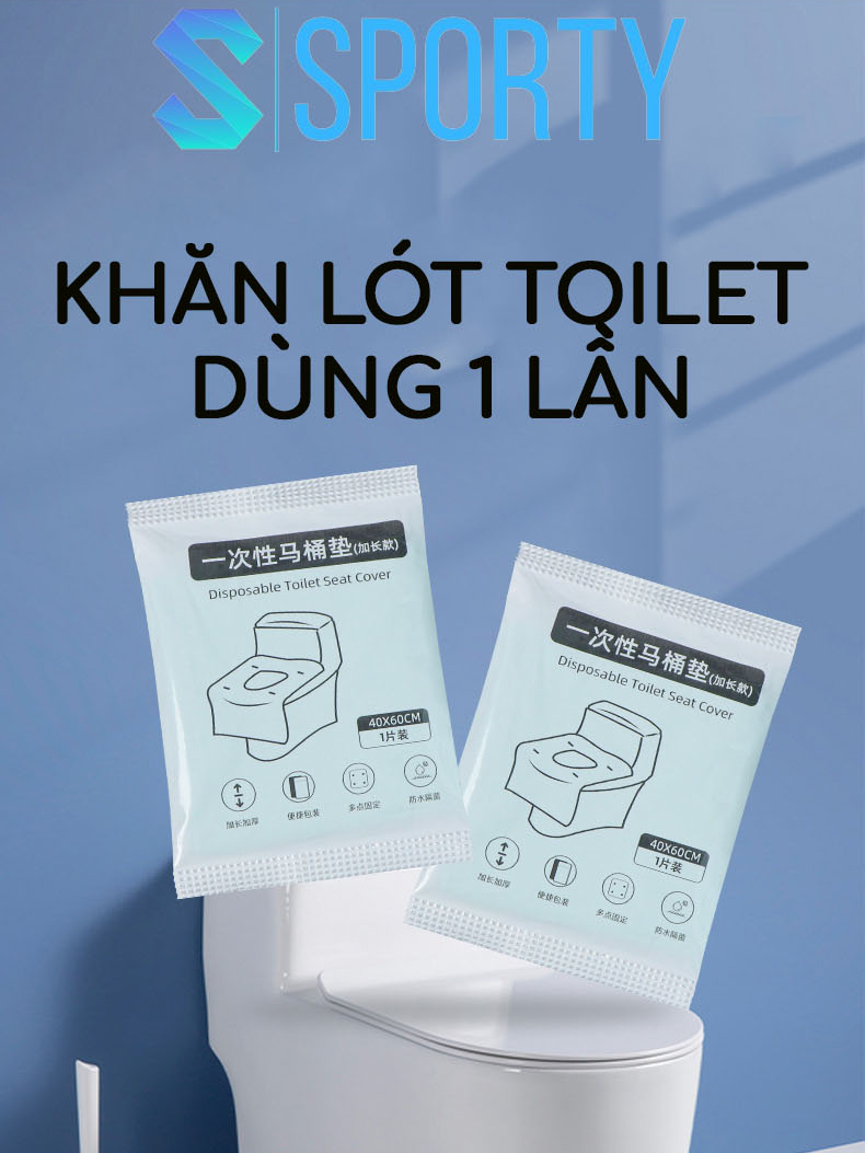Ảnh Miếng giấy lót toilet tự phân hủy SPORTY chống thấm nước, dính chắc chắn, nhỏ gọn, tiện dụng. 1
