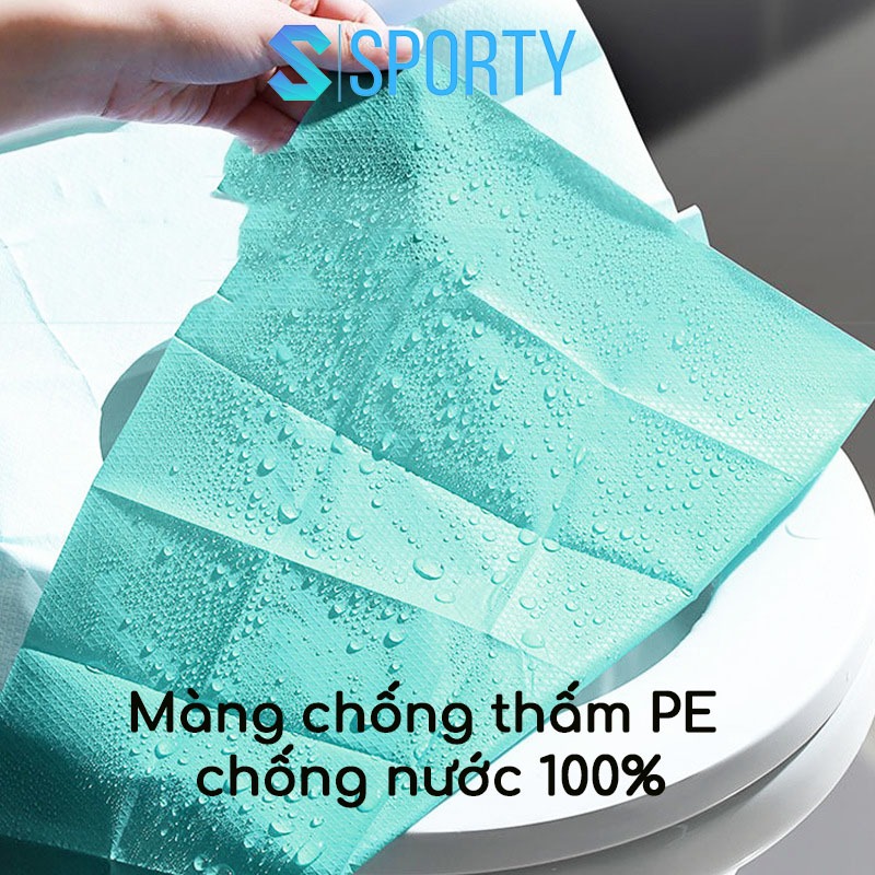 Miếng giấy lót toilet tự phân hủy SPORTY chống thấm nước, dính chắc chắn, nhỏ gọn, tiện dụng.