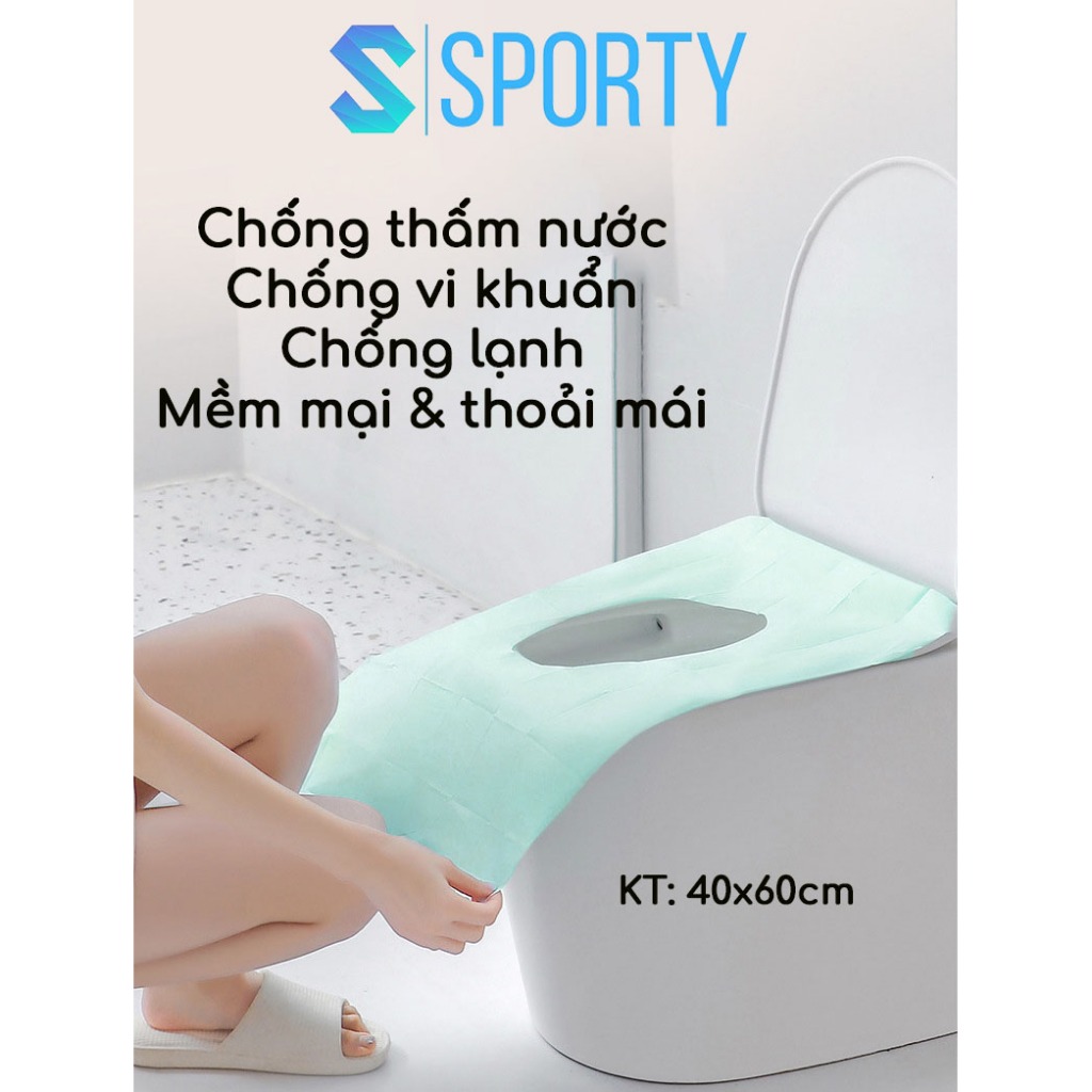 Miếng giấy lót toilet tự phân hủy SPORTY chống thấm nước, dính chắc chắn, nhỏ gọn, tiện dụng.