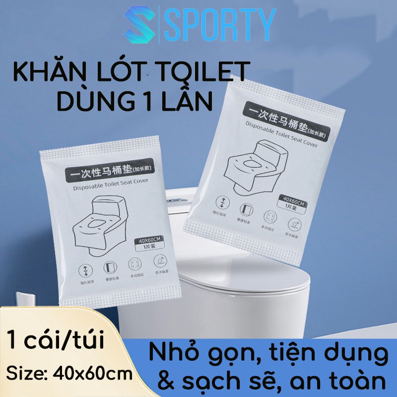 Miếng giấy lót toilet tự phân hủy SPORTY chống thấm nước, dính chắc chắn, nhỏ gọn, tiện dụng.